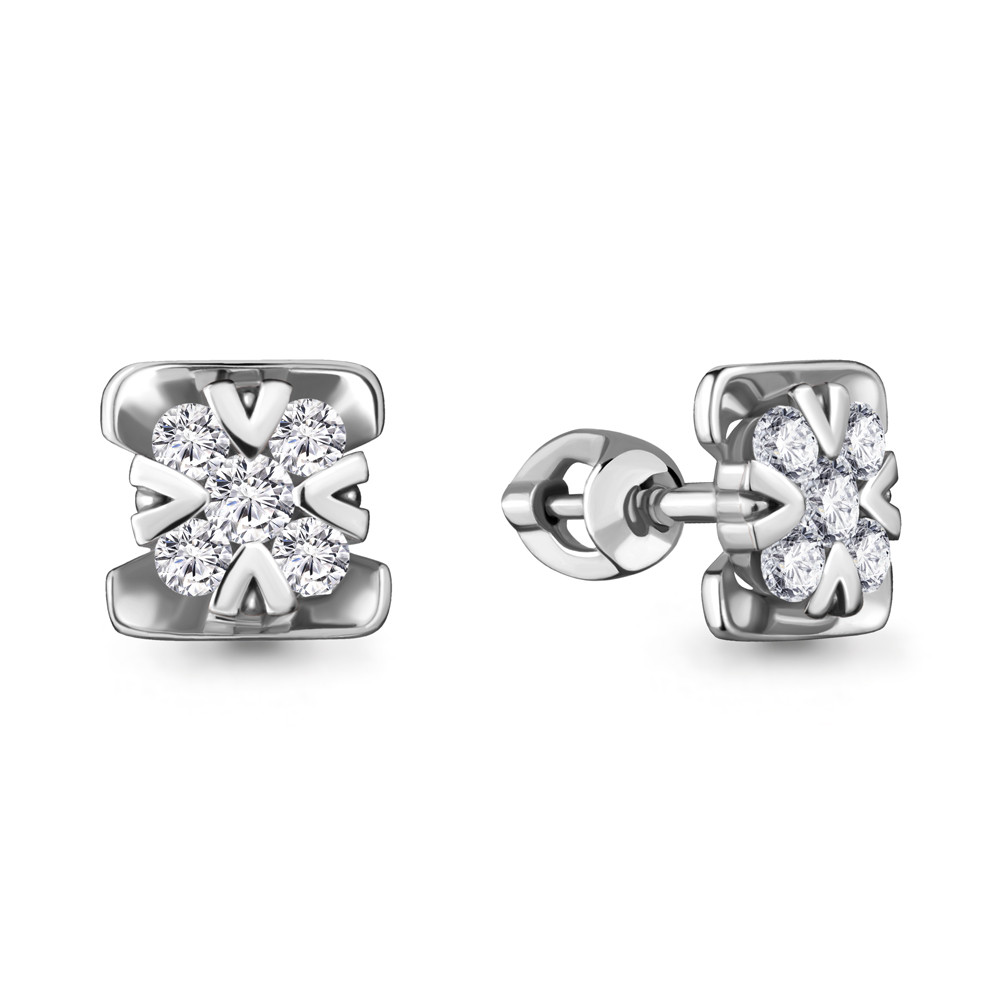 Серьги Aquamarine серебро с родием, фианит, фантазия 48117А.5