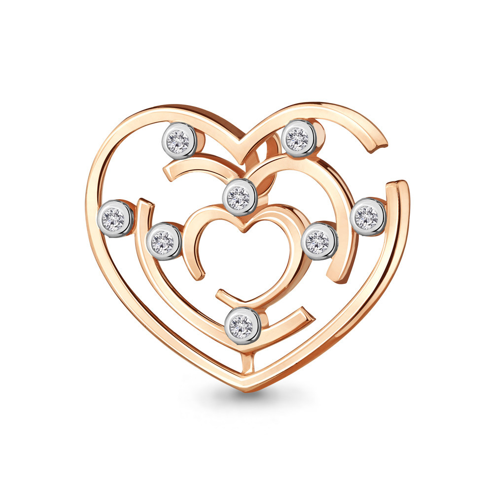 Подвеска Aquamarine серебро с позолотой, фианит, love 24213А.6