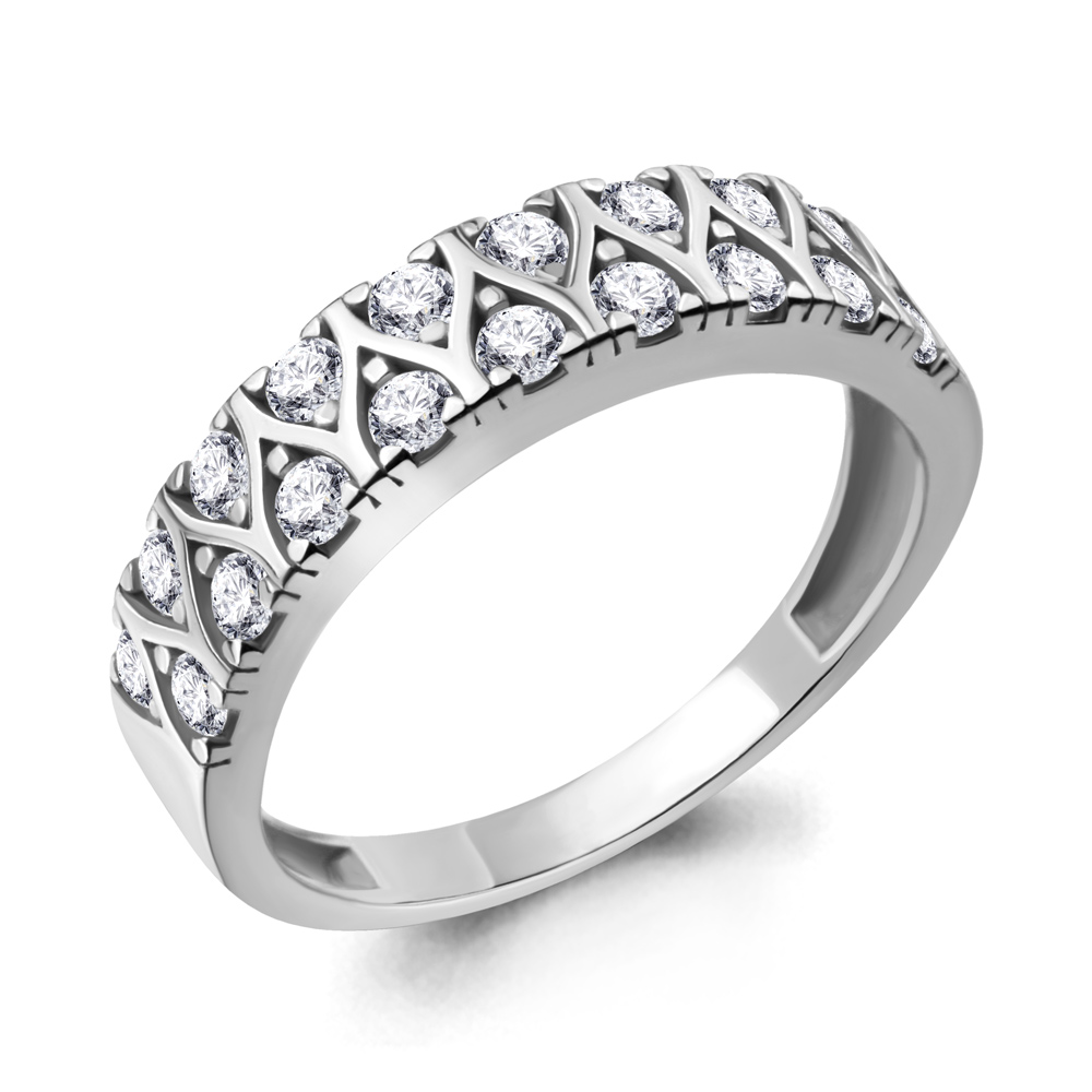 Кольцо Aquamarine серебро с родием, фианит, фантазия 68707А.5 размеры - 18