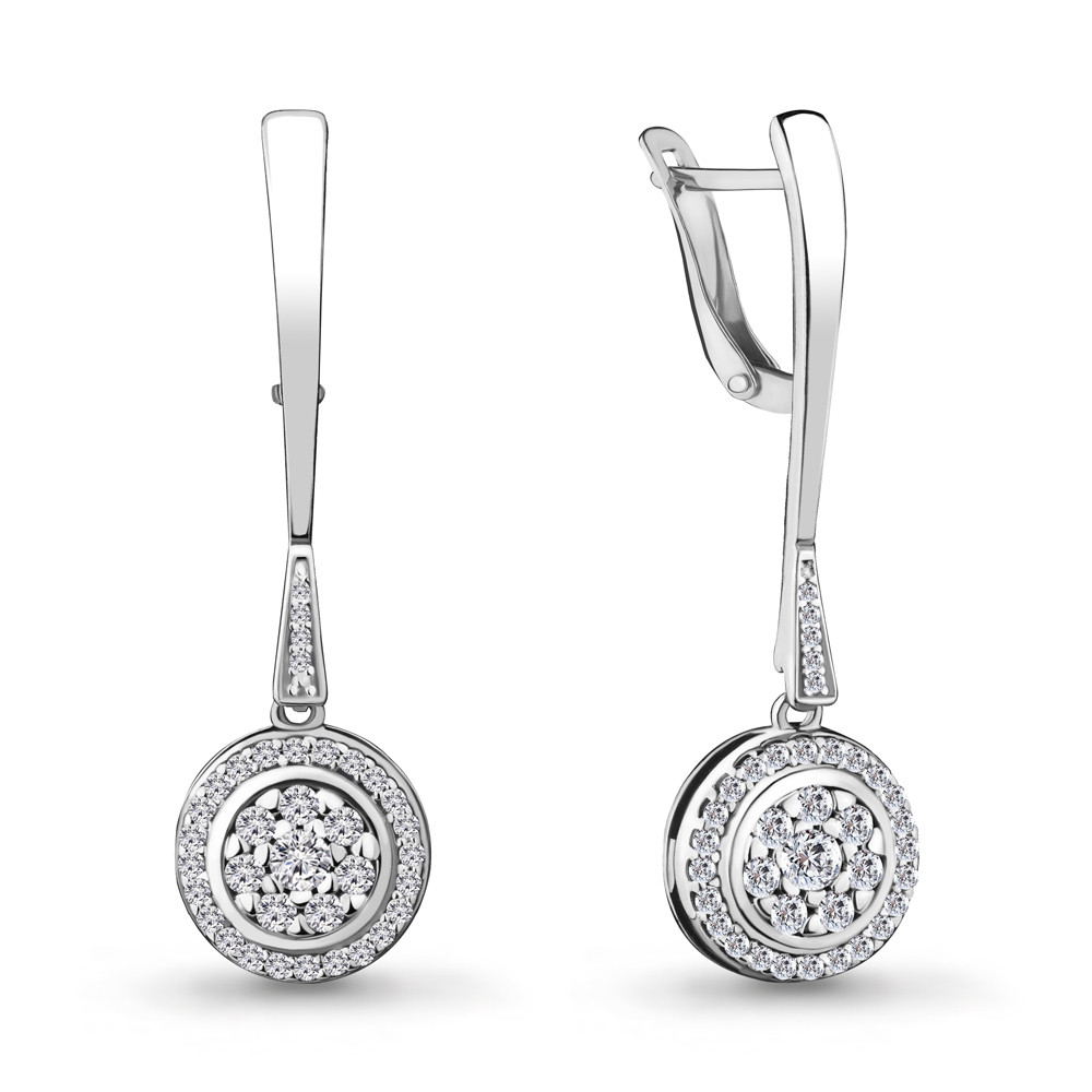 Серьги длинные Aquamarine 46988А.5 покрыто родием