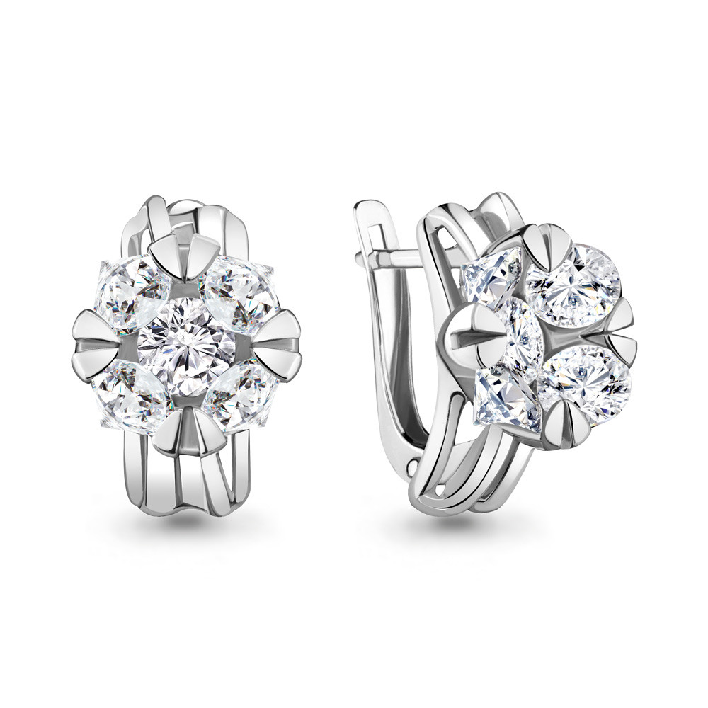 Серьги серебряные классические Aquamarine 48060А.5 покрыто родием коллекц. Supreme