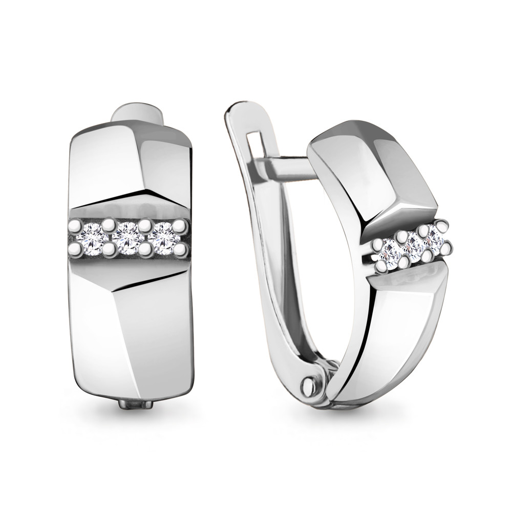 Серьги Aquamarine серебро с родием, фианит, с английским замком 48211А.5