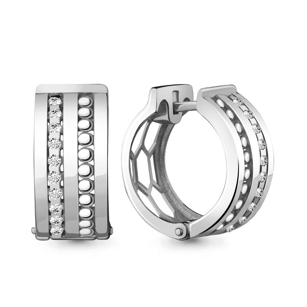 Серьги Aquamarine серебро с родием, фианит, с английским замком, фантазия 48214А.5