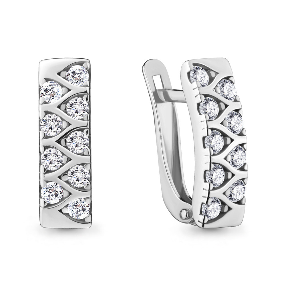 Серьги Aquamarine серебро с родием, фианит, с английским замком, фантазия 48291А.5