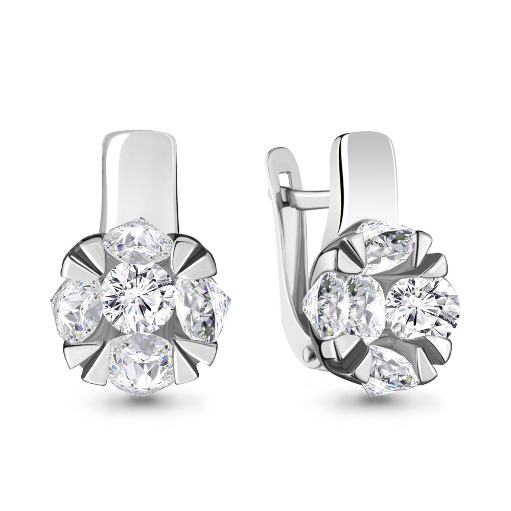 Серьги серебряные классические Aquamarine 48063А.5 покрыто родием коллекц. Supreme