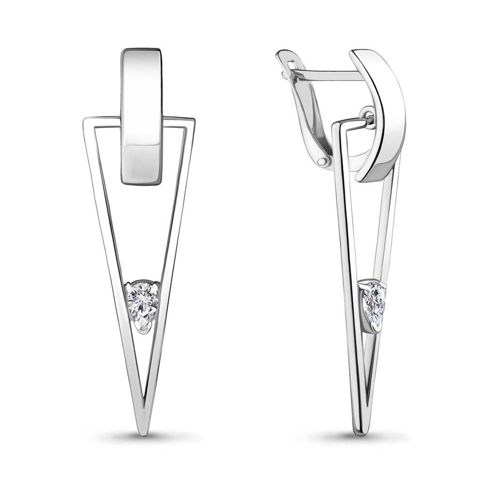 Серьги Aquamarine серебро с родием, фианит, с английским замком, фантазия 48266.5