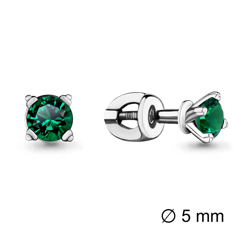 Серьги Aquamarine серебро с родием, нано изумруд, "каратник" 42892П.5