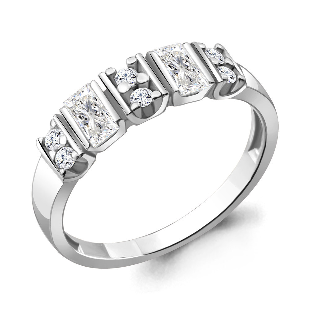 Кольцо Aquamarine серебро с родием, фианит 68699А.5 размеры - 17,5