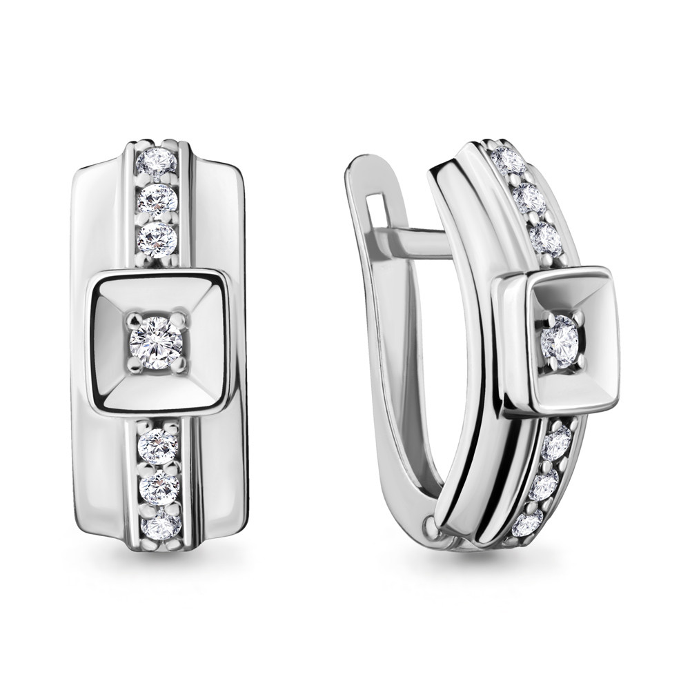 Серьги Aquamarine серебро с родием, фианит, с английским замком, фантазия 48216А.5