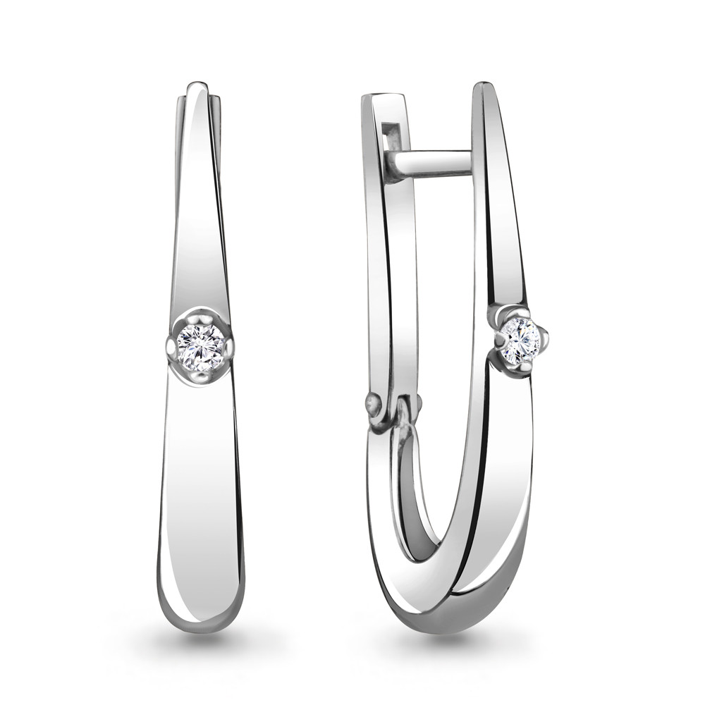 Серьги Aquamarine серебро с родием, фианит, с английским замком 48223А.5