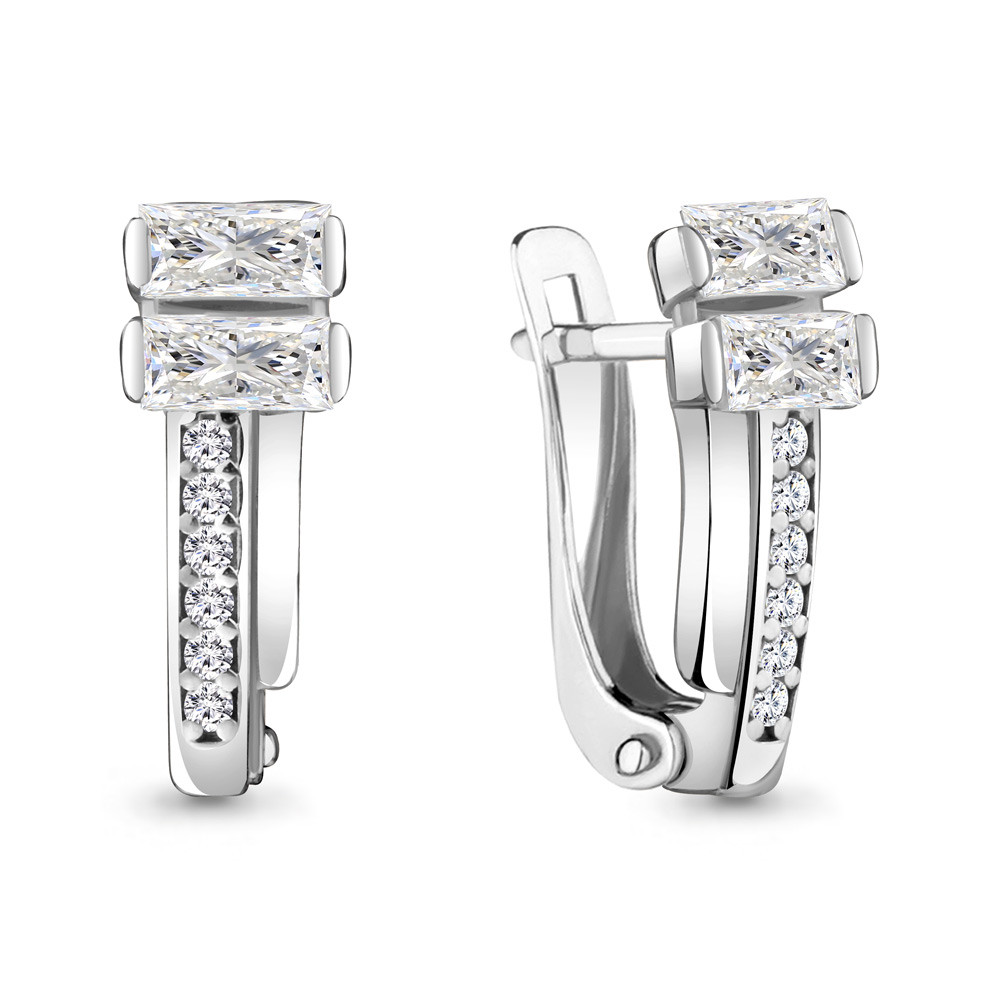 Серьги Aquamarine серебро с родием, фианит 48271А.5