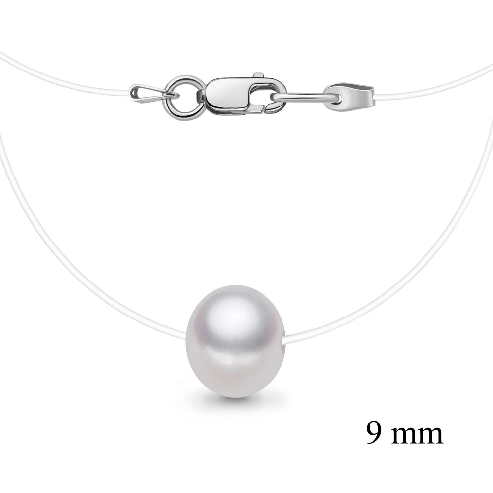 Колье Aquamarine серебро с родием, жемчуг культ., 73608.5