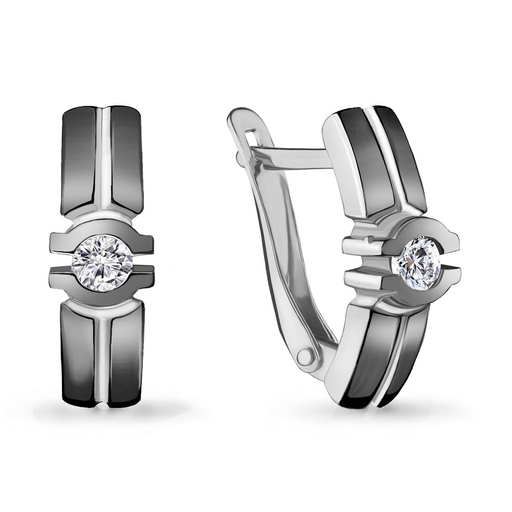Серьги Aquamarine серебро с родием, фианит, с английским замком, "каратник" 46979А.5