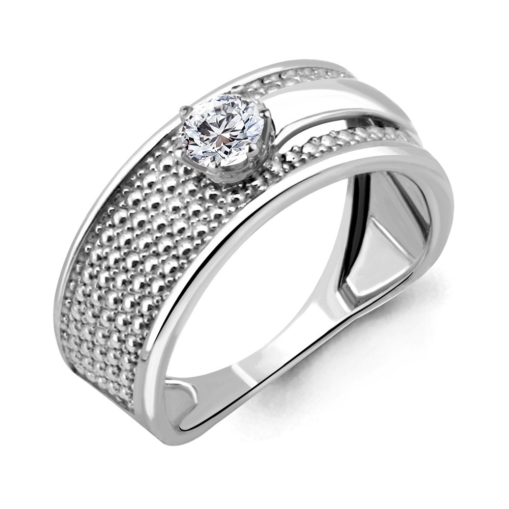 Кольцо Aquamarine серебро с родием, фианит, фантазия 68296.5 размеры - 18,5