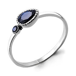 Серебряное кольцо, Наносапфир Aquamarine 68107Б.5 покрыто  родием
