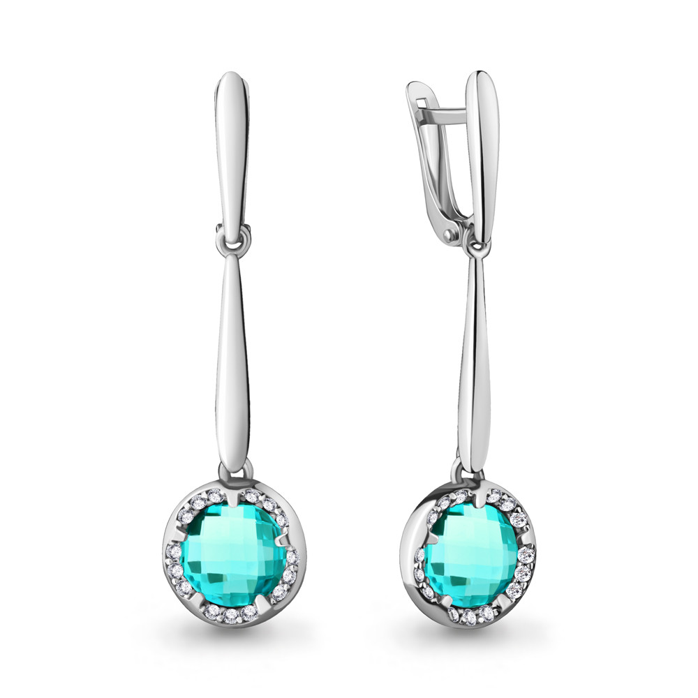 Серьги Aquamarine серебро с родием 4724188А.5