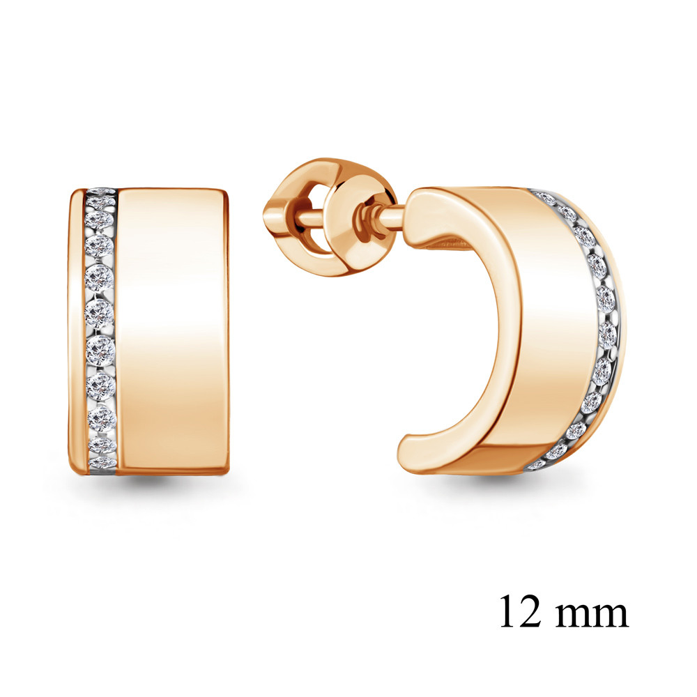 Серьги AQUAMARINE серебро с позолотой, фианит, винтовой замок, геометрия 48497А.6