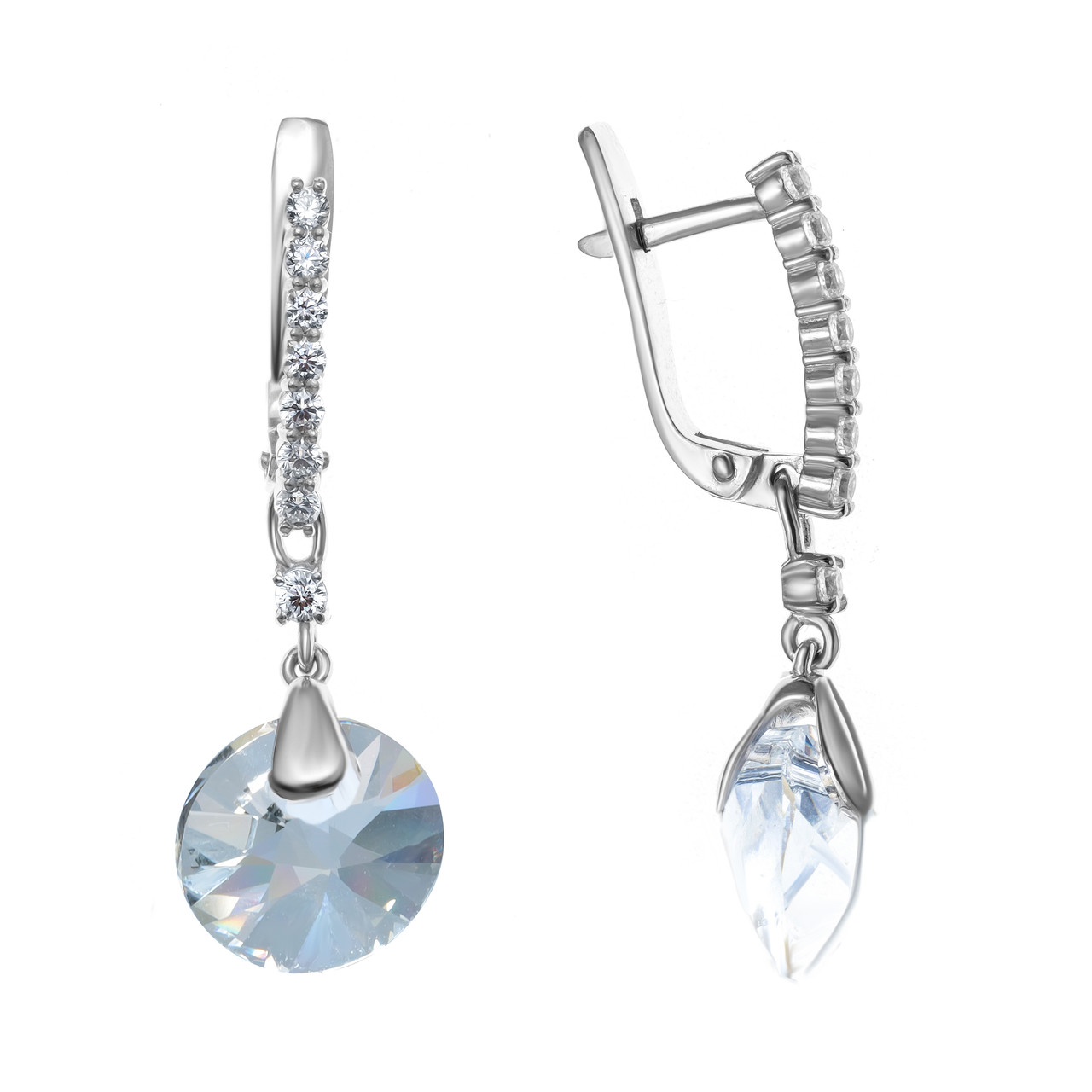 Серьги серебро с родием, фианит с20160-6428Crystal