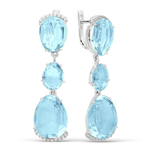 Серьги из серебра с фианитом Teosa покрыто родием, с английским замком 200-899T