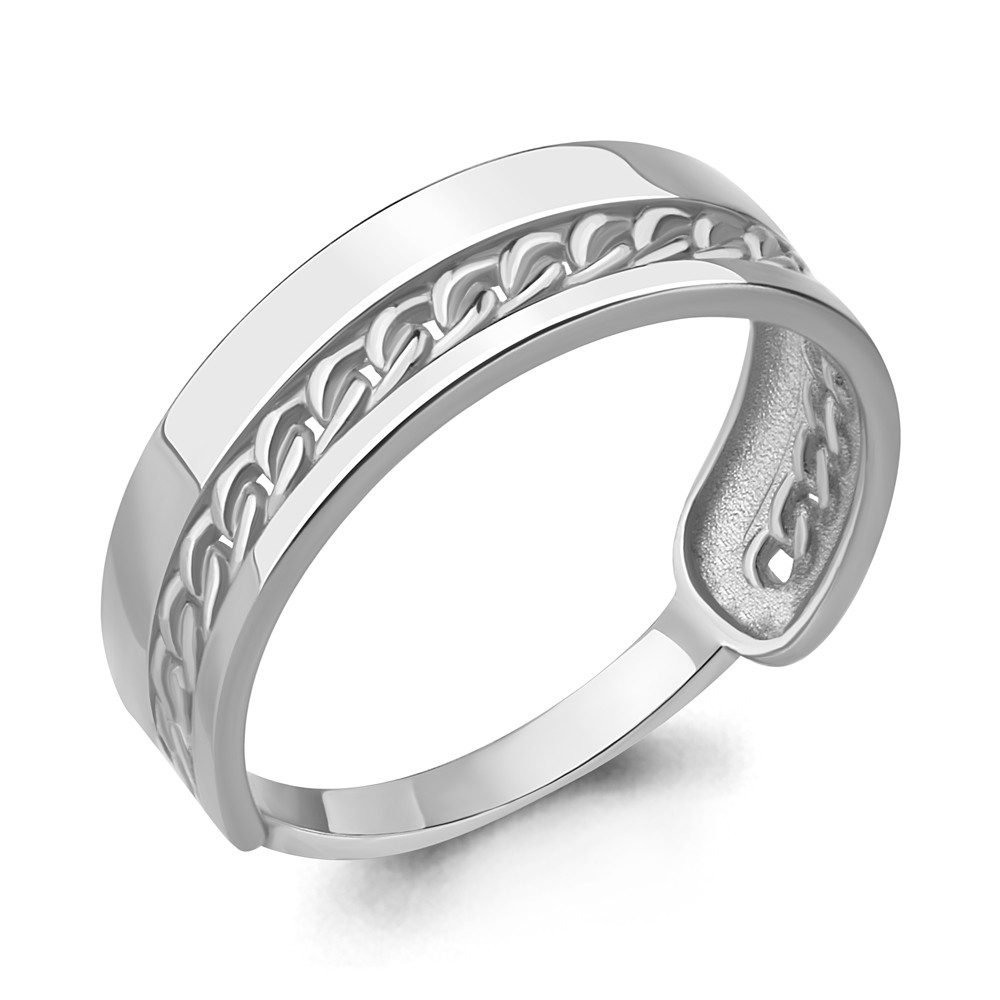 Кольцо AQUAMARINE серебро с родием, без вставок, геометрия 54779.5 размеры - 17,5