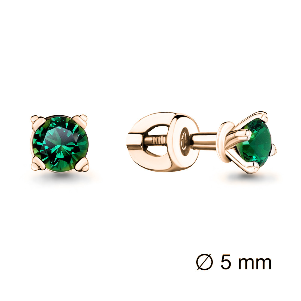 Серьги AQUAMARINE серебро с позолотой, нано изумруд, винтовой замок, "каратник" 42892П.6
