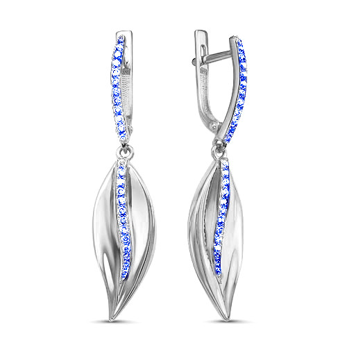 Серьги MASKOM серебро с родием, фианит, с английским замком, дорожка 121-1801SP