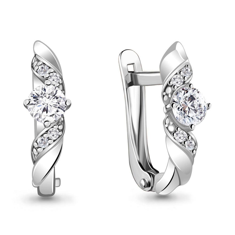 Серьги классические Aquamarine 48807А.5 покрыто родием