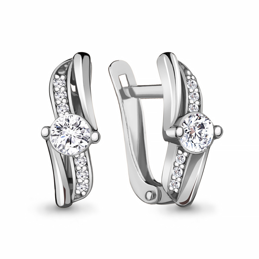 Серьги классические Aquamarine 48474А.5 покрыто родием