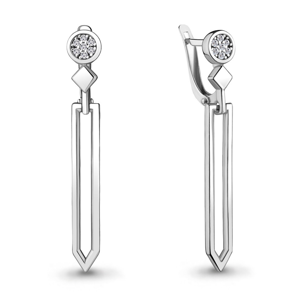 Серьги длинные Aquamarine 48417А.5 покрыто родием