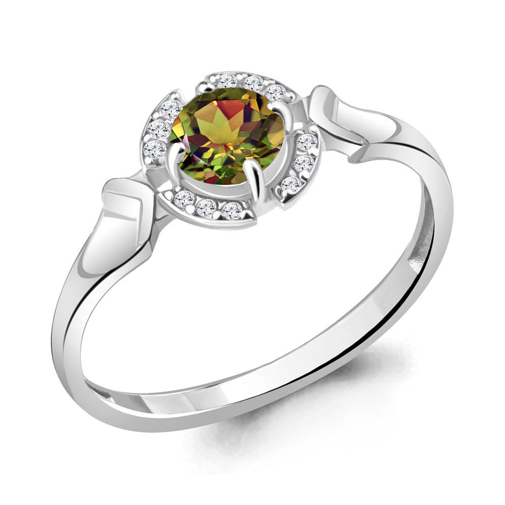 Серебряное кольцо Aquamarine 6941119А.5 покрыто родием