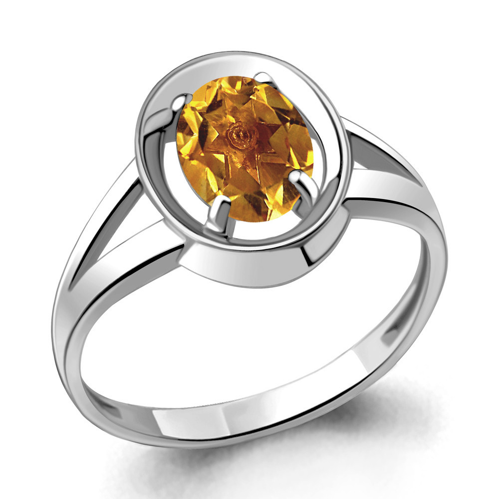 Кольцо AQUAMARINE серебро с родием, цитрин, "каратник" 6941906.5 размеры - 17,5