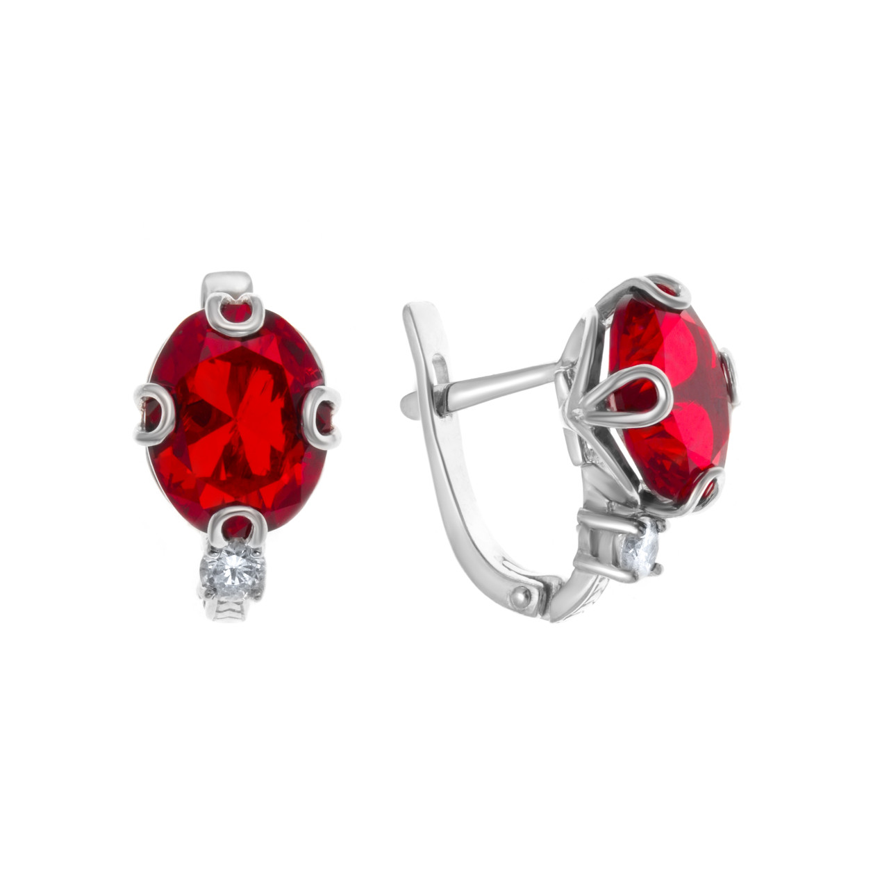 Серьги TEOSA серебро с родием, фианит синт., с английским замком, "halo" 200-403-GR
