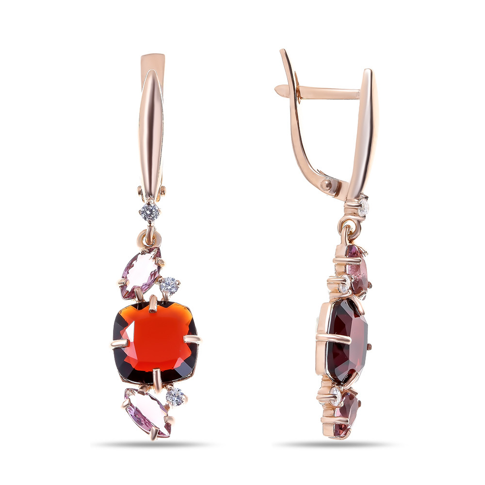 Серьги TEOSA серебро с родием, фианит, многокаменка 200-910