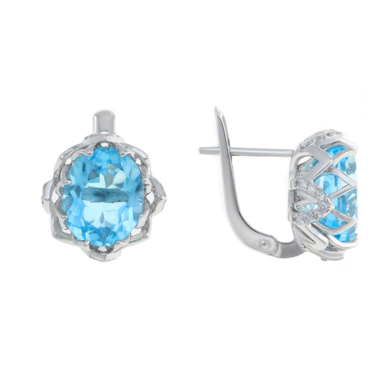 Серьги TEOSA серебро с родием, топаз фианит, "каратник" E-DRGR00546-T
