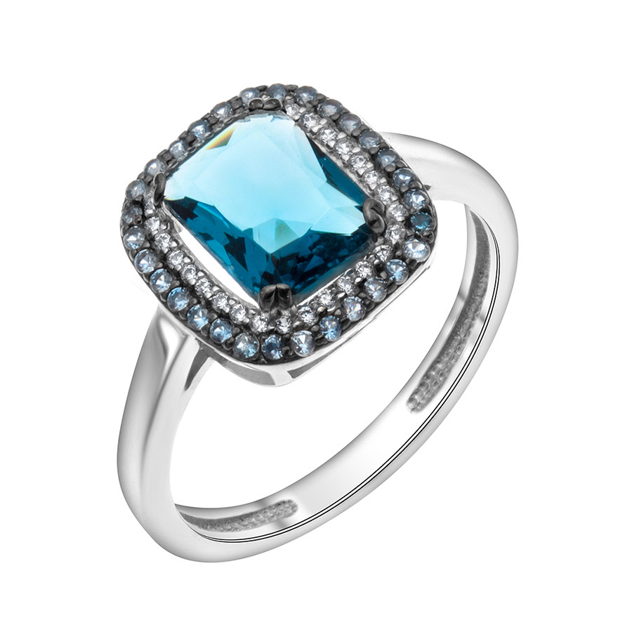 Кольцо TEOSA серебро с родием, кварц синт., "halo" 1100939-04275 размеры - 16,5 17,5