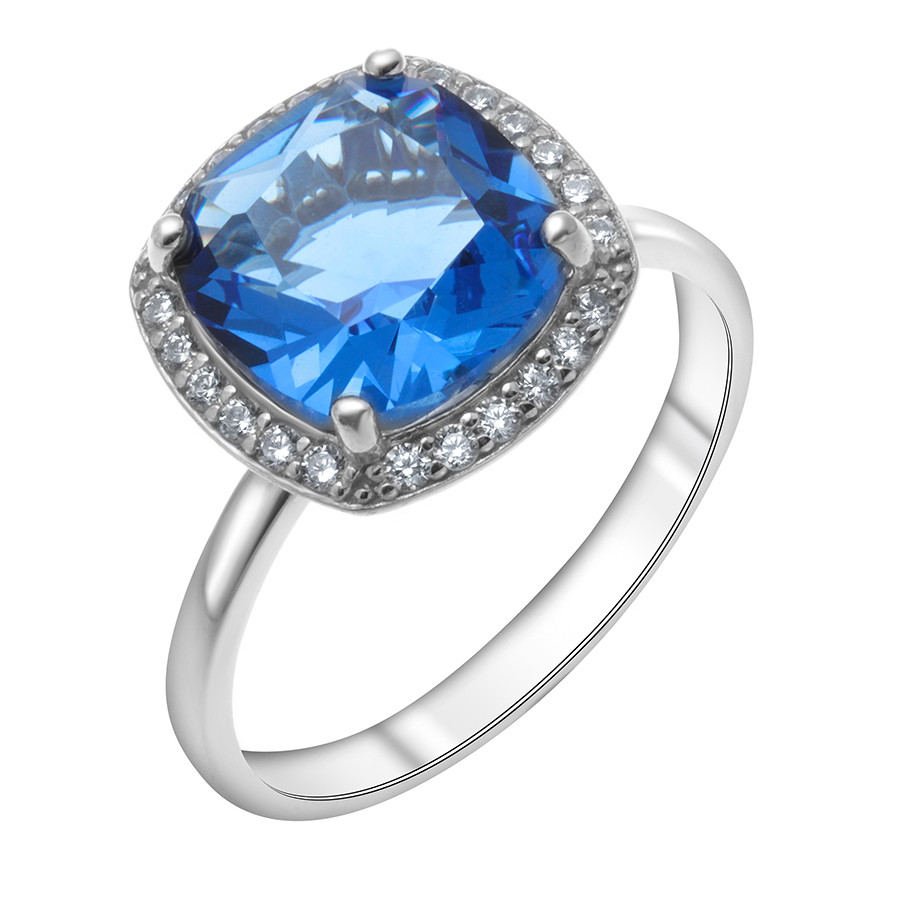 Кольцо TEOSA серебро с родием, кварц синт., "halo" 1100984-03805 размеры - 19 20