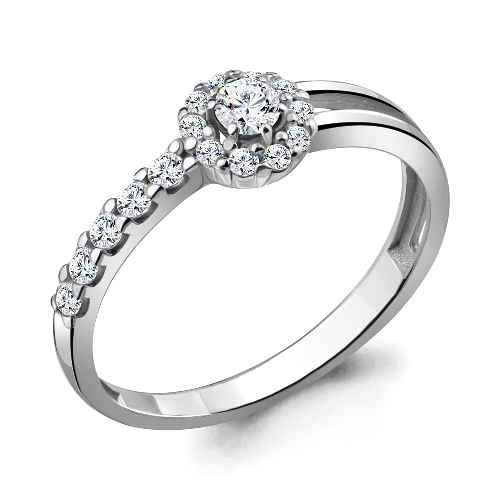 Серебряное кольцо Фианит Aquamarine 68812А.5 покрыто родием