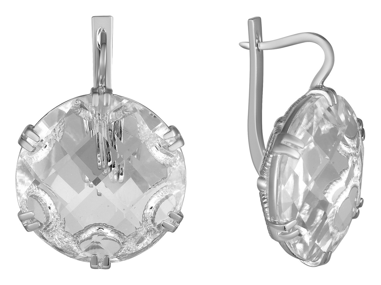 Серьги TEOSA , горный хрусталь, круг 43502
