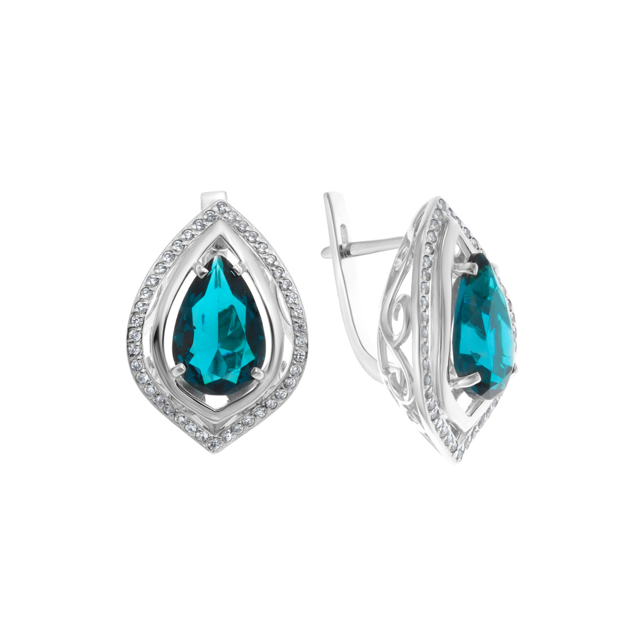 Серьги TEOSA серебро с родием, фианит синт., с английским замком 200-1028-TL
