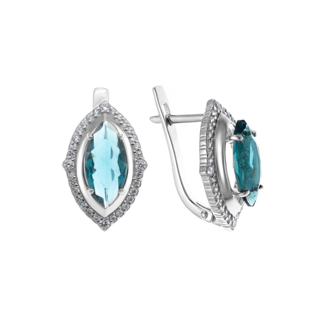 Серьги TEOSA серебро с родием, фианит синт., с английским замком 200-1240-TL