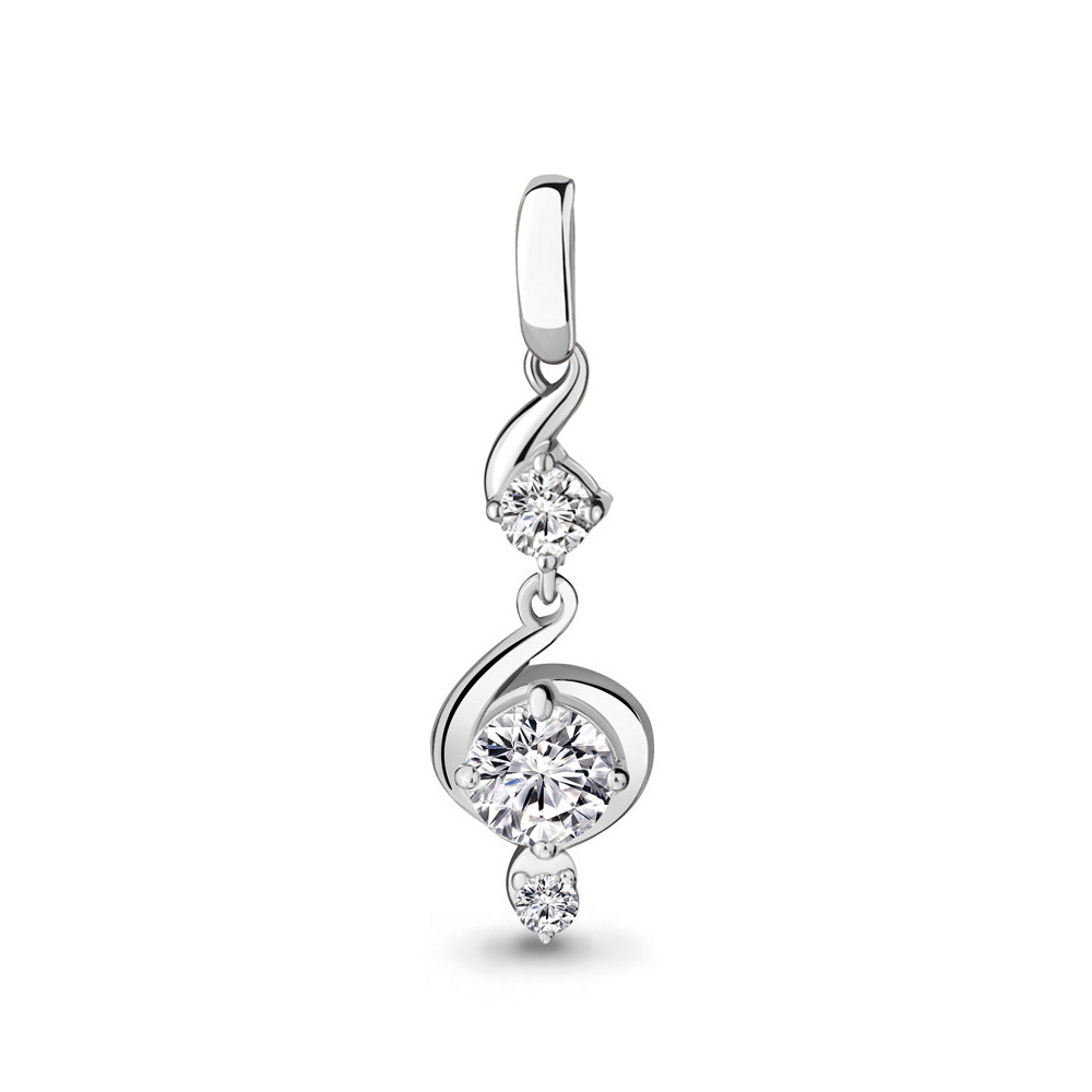 Подвеска AQUAMARINE серебро с родием, фианит сваровски, геометрия 23506А.5