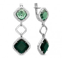 Серьги TEOSA серебро с родием, фианит, "halo" 200-1082-TRM