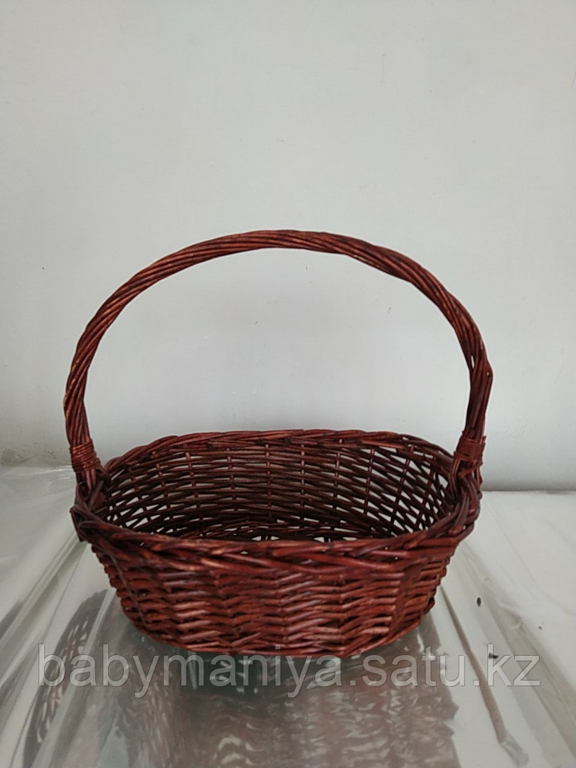 Корзина плетеная из лозы Коричневая круглая 30 см