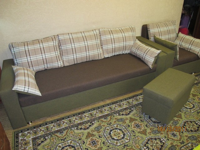 Комплект диван, кресло и пуфик