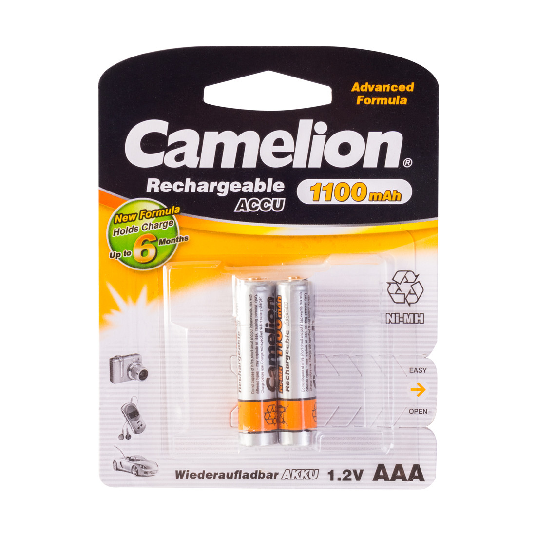 CAMELION NH-AAА1100BP2 Аккумуляторная батарея Rechargeable, AAA, 1.2V, 1100 mAh, 2 шт. в блистере