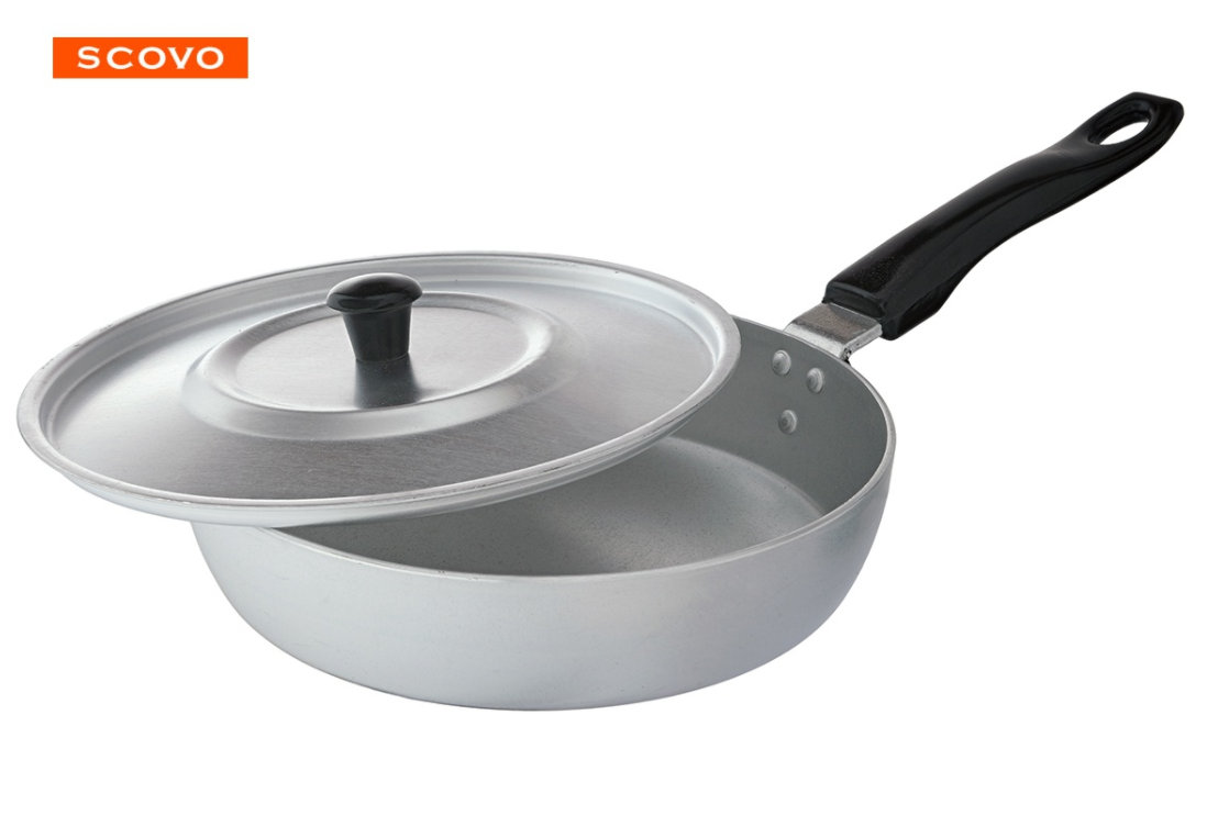 Сковорода с крышкой, алюминиевая 22см (Scovo, Россия), фото 1
