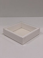 Коробка внешний размер 20*20*5см внутренний размер(18,5*18,5*5)с прозрачной крышкой, дно белое