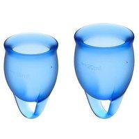 Набор менструальных чаш "Satisfyer Feel Confident" - 15 мл и 20 мл (синие), фото 1