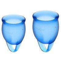 Набор менструальных чаш "Satisfyer Feel Confident" - 15 мл и 20 мл (синие)