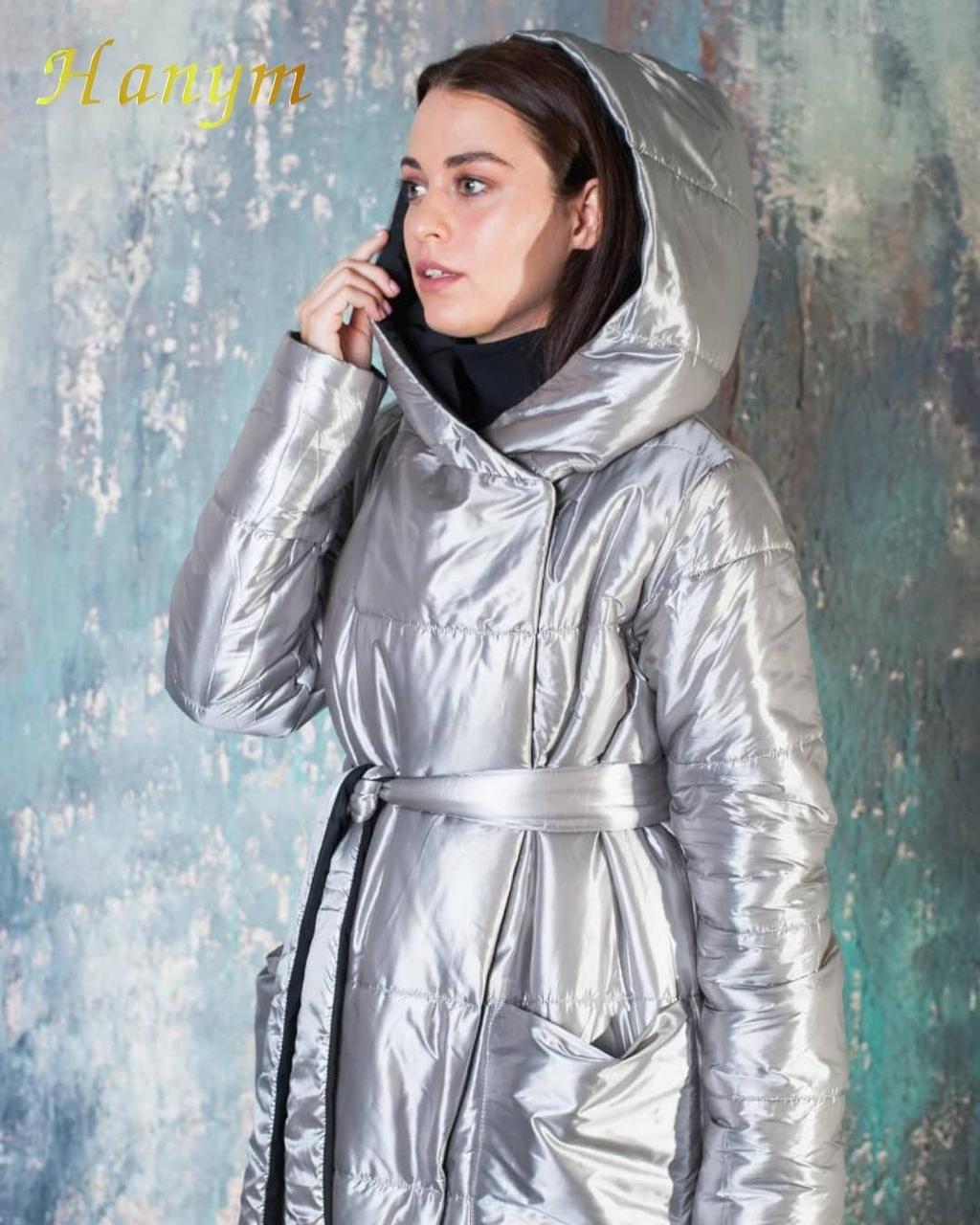 Женская куртка (двухсторонняя black / silver) 36-46 (Италия) - фото 2 - id-p85105553